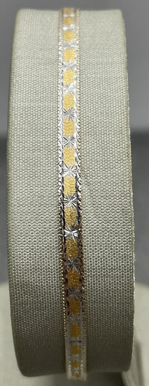 10K Two-tone Reversible Flat Herringbone Link Bracelet (27026)